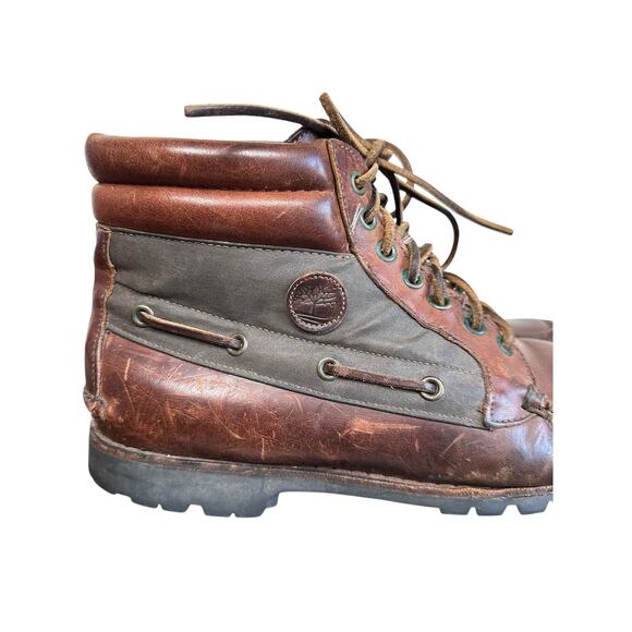 Vintage Timberland Men’s Brown/Green Leather Moc Toe Chukka Boots Size 11W main image 7
